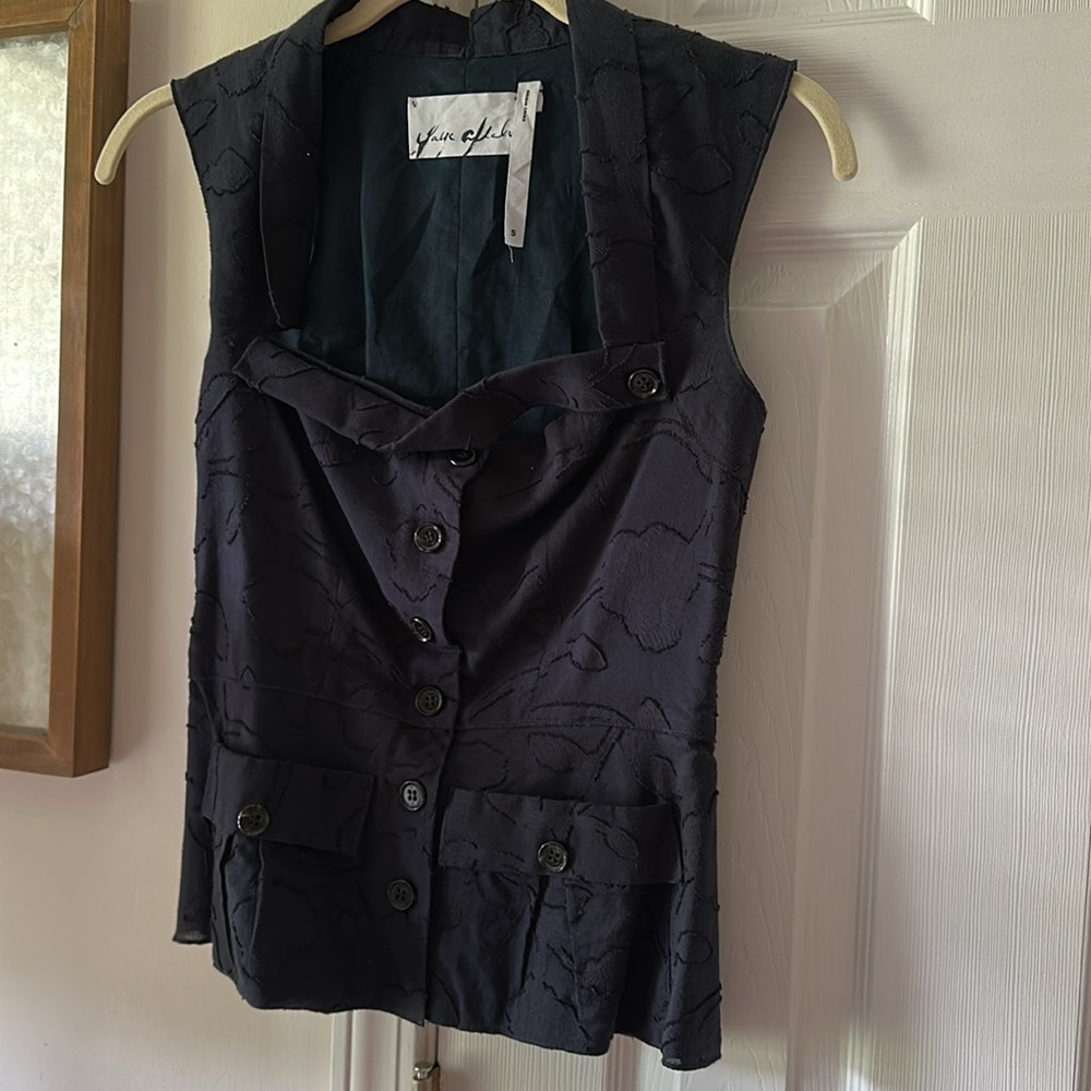 Yaya Aflalo Black Sleeveless Button-Up Vest S